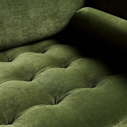 Grand canapé 3 places Henrietta, velours vert mousse