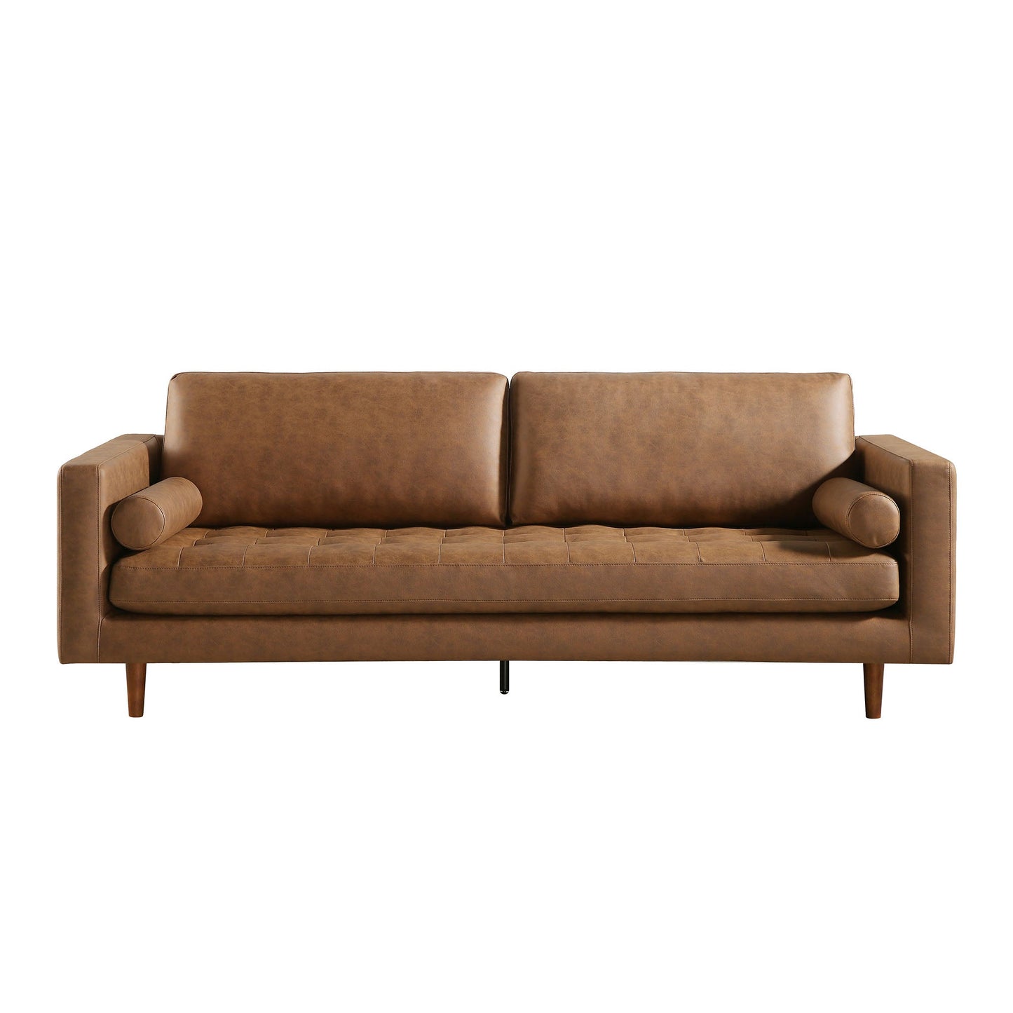 Grand canapé 3 places Henrietta, simili-daim beige