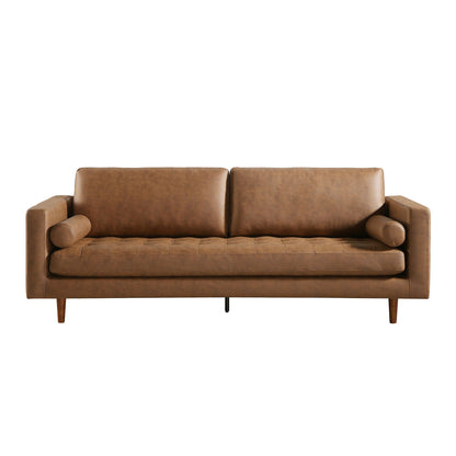 Grand canapé 3 places Henrietta, simili-daim beige