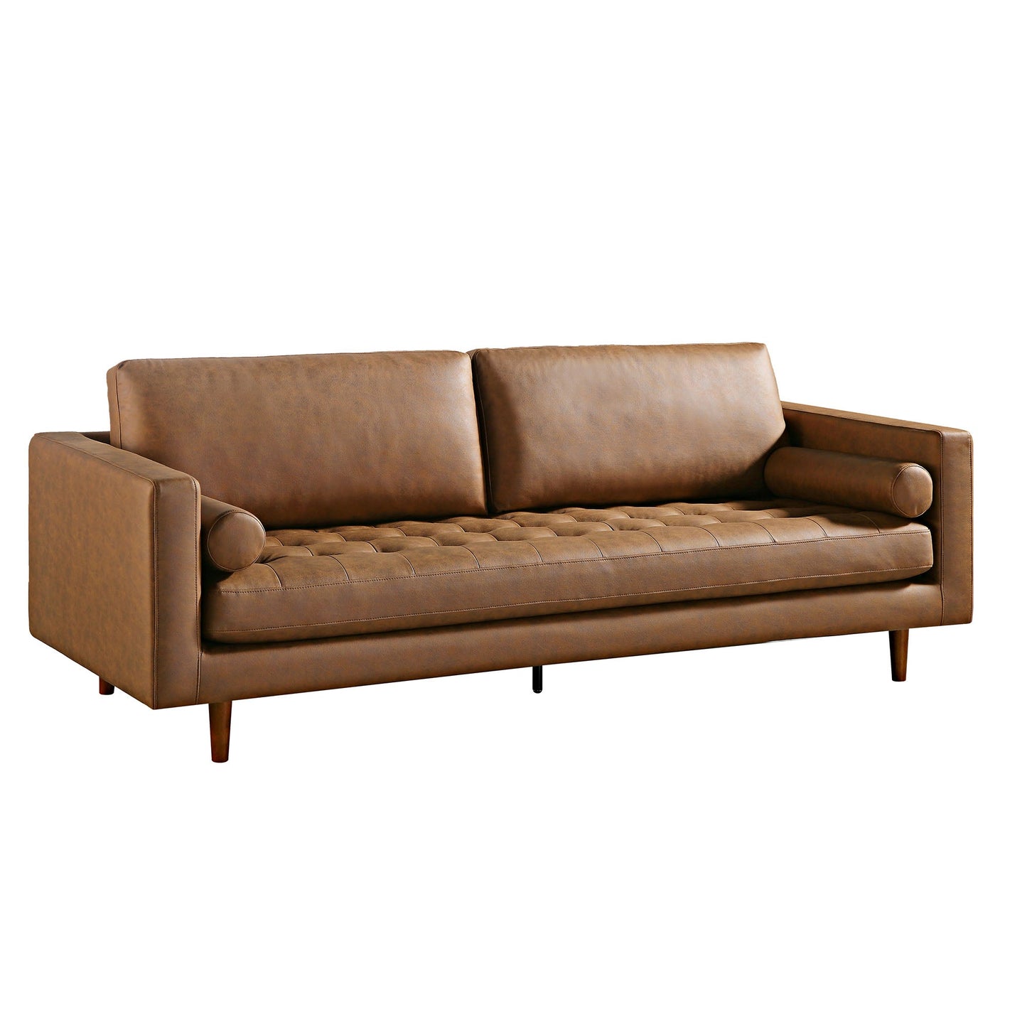 Grand canapé 3 places Henrietta, simili-daim beige
