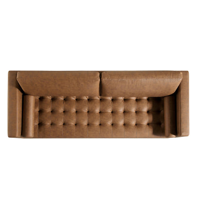 Grand canapé 3 places Henrietta, simili-daim beige
