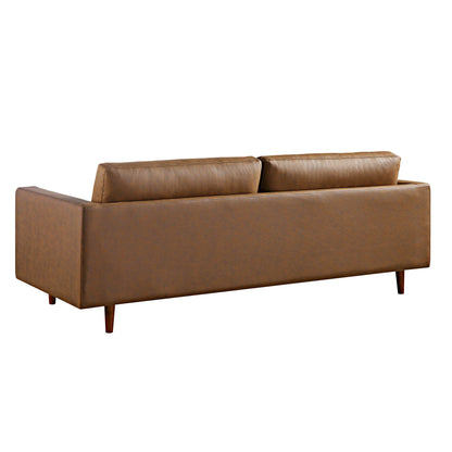 Grand canapé 3 places Henrietta, simili-daim beige
