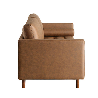 Grand canapé 3 places Henrietta, simili-daim beige