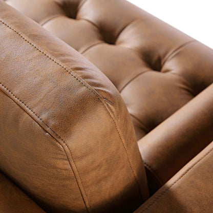 Grand canapé 3 places Henrietta, simili-daim beige