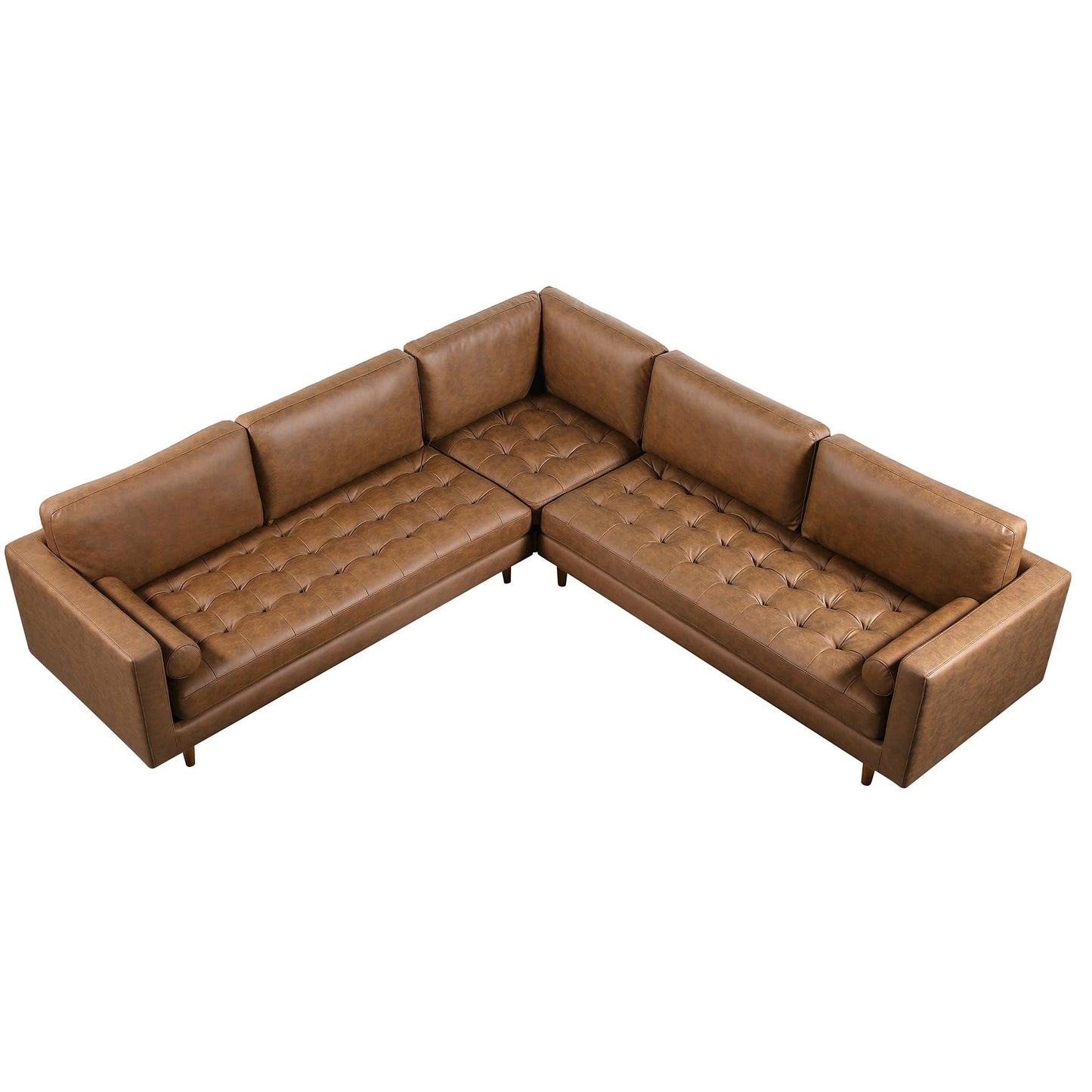Canapé d'angle 5 places Henrietta, imitation daim beige