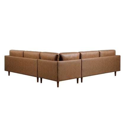 Canapé d'angle 5 places Henrietta, imitation daim beige