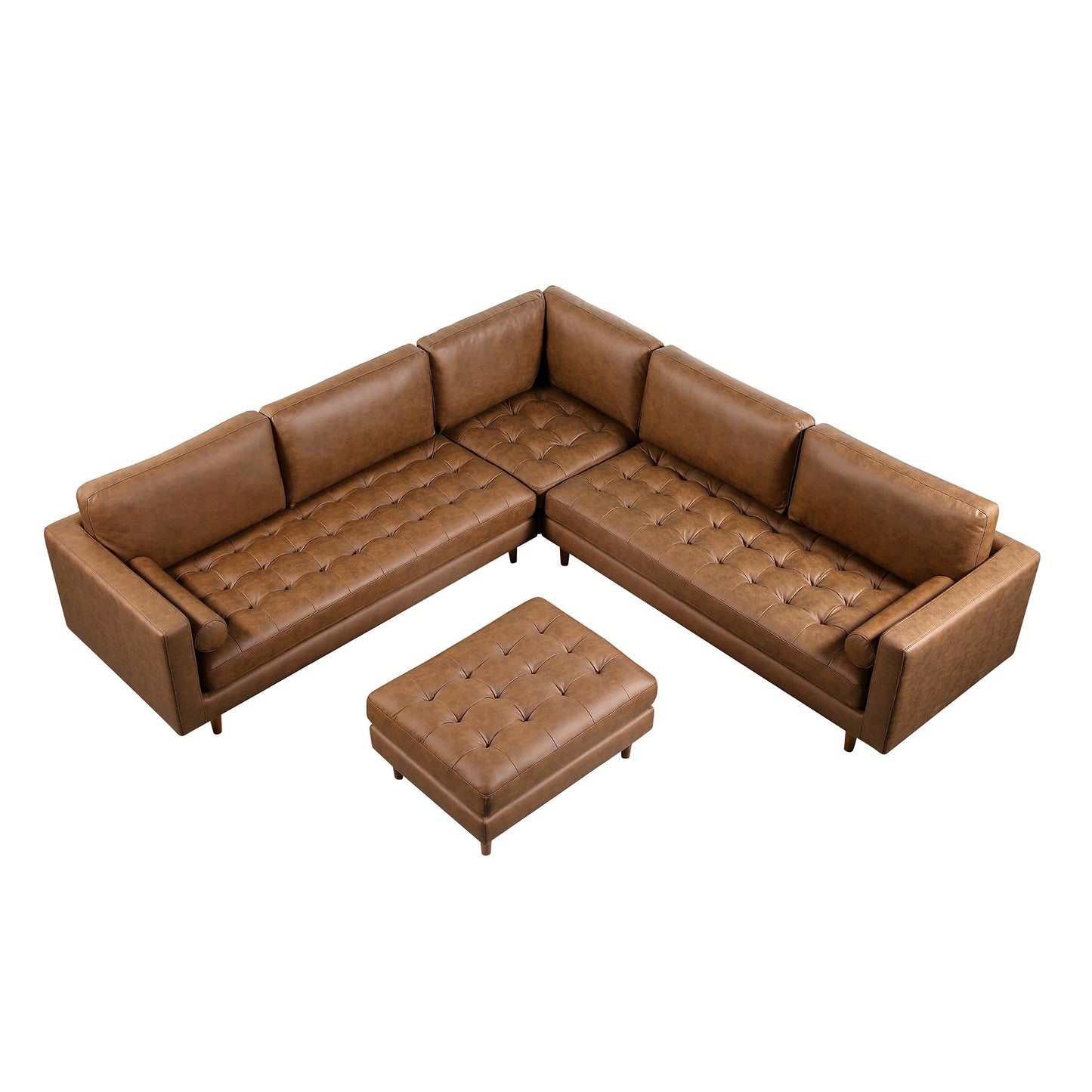 Canapé d'angle 5 places Henrietta, imitation daim beige
