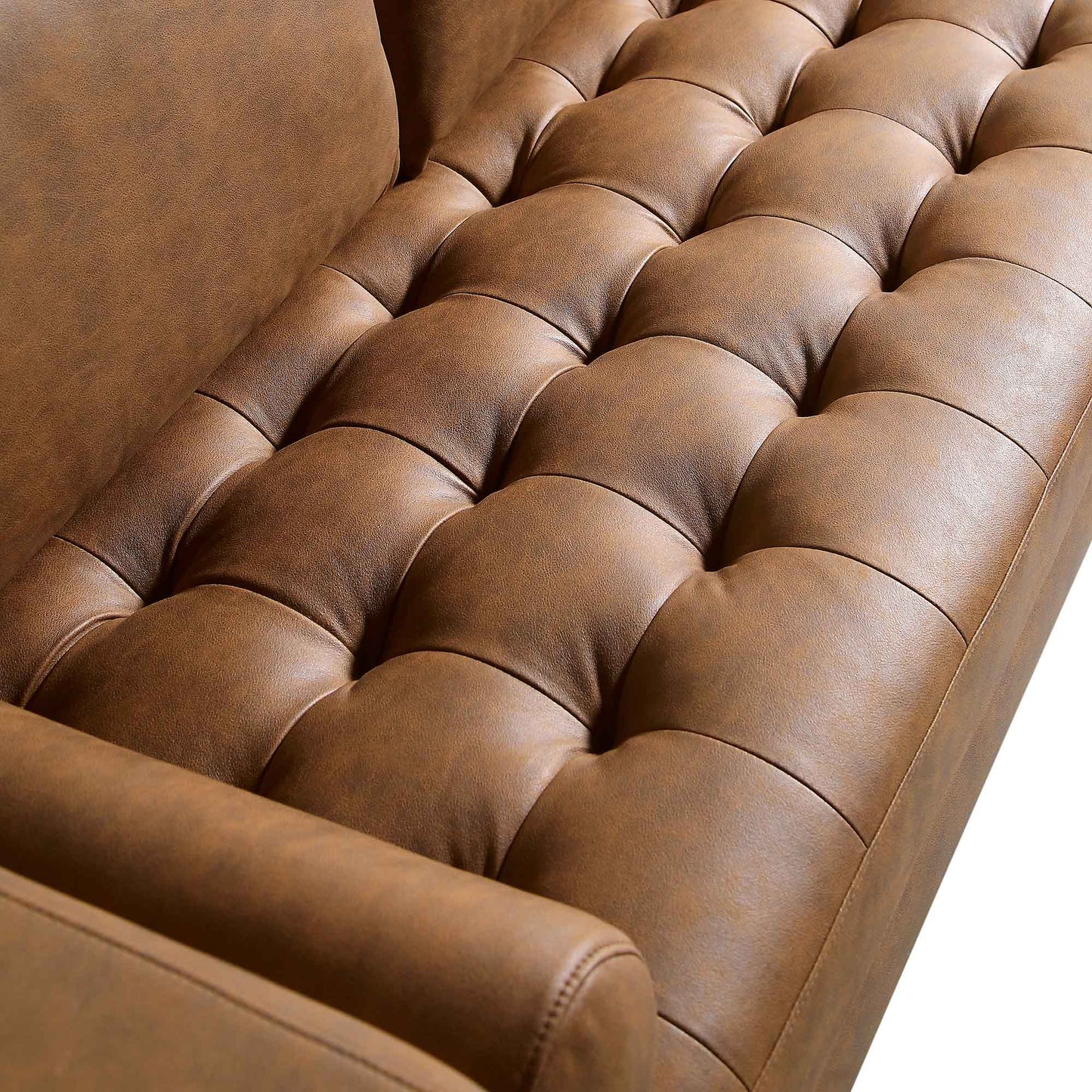 Canapé d'angle 5 places Henrietta, imitation daim beige