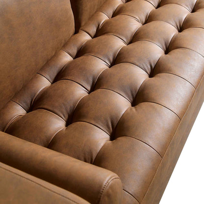 Canapé d'angle 5 places Henrietta, imitation daim beige