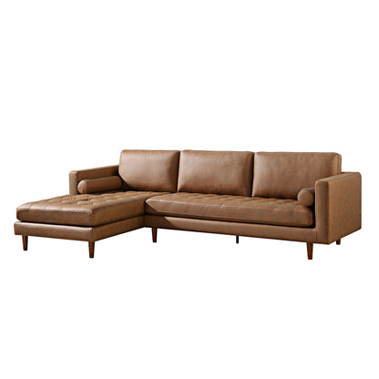 Canapé méridienne 4 places Henrietta en simili-suède beige, orientation gauche