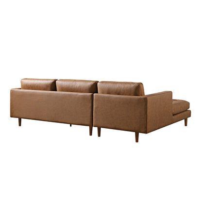 Canapé méridienne 4 places Henrietta en simili-suède beige, orientation gauche