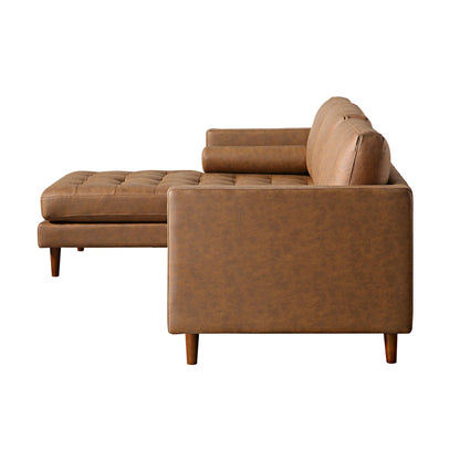 Canapé méridienne 4 places Henrietta en simili-suède beige, orientation gauche