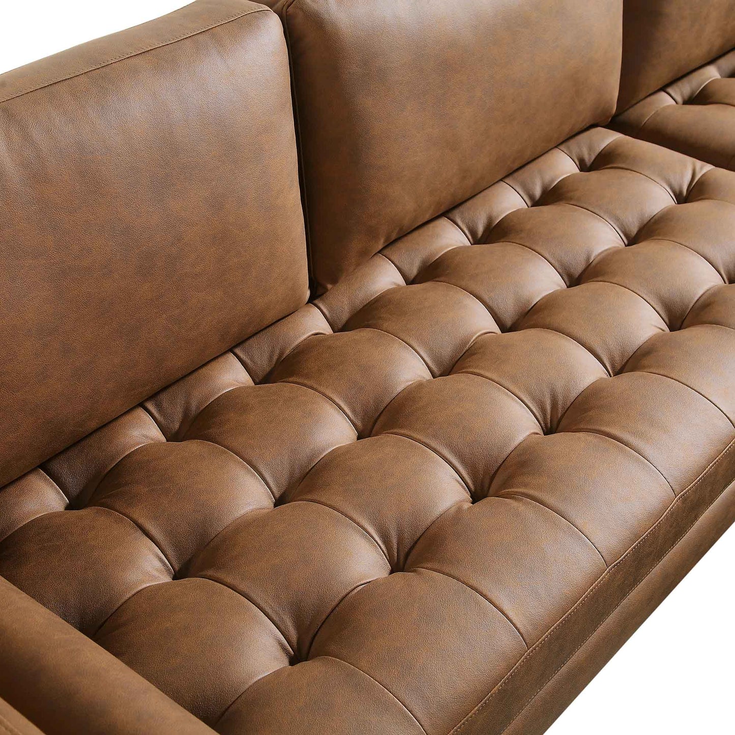 Canapé méridienne 4 places Henrietta en simili-suède beige, orientation gauche