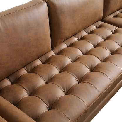 Canapé méridienne 4 places Henrietta en simili-suède beige, orientation gauche