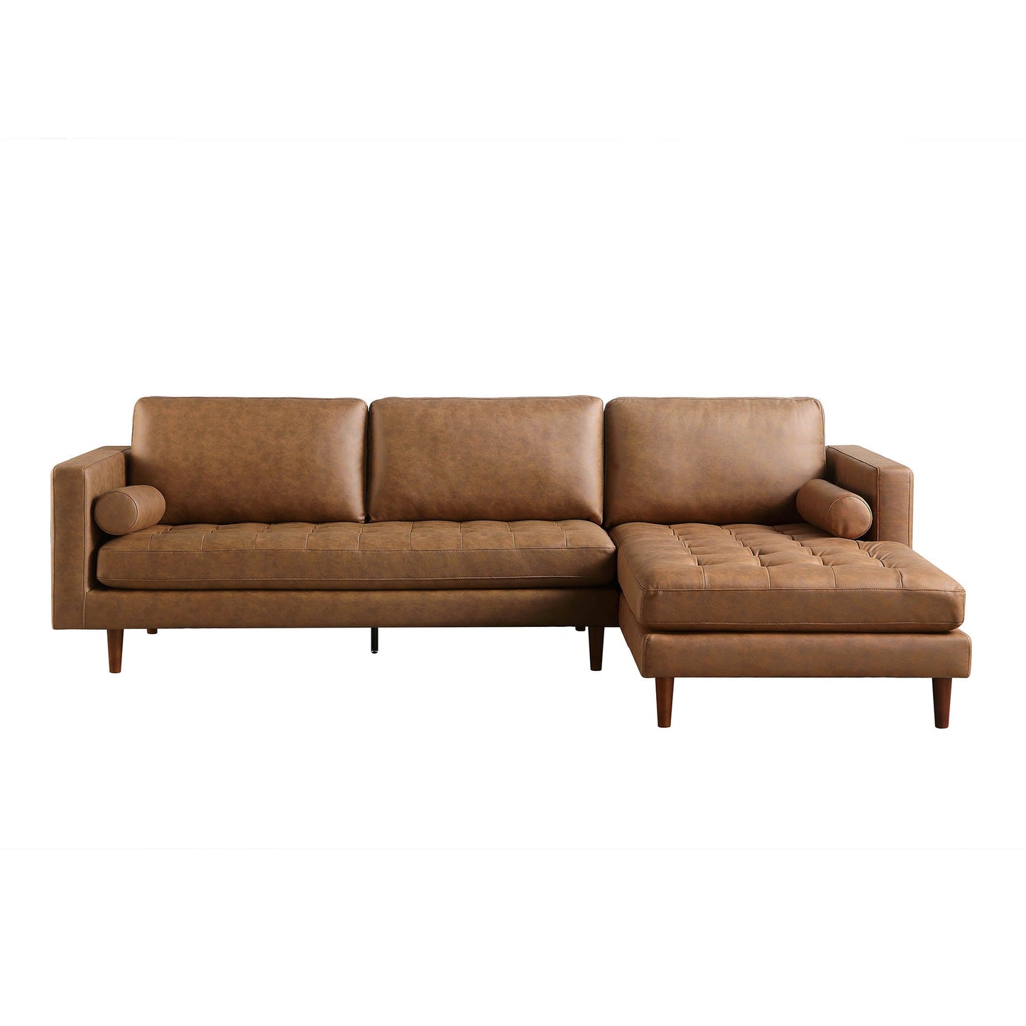 Canapé méridienne 4 places Henrietta en simili-suède beige, orientation droite
