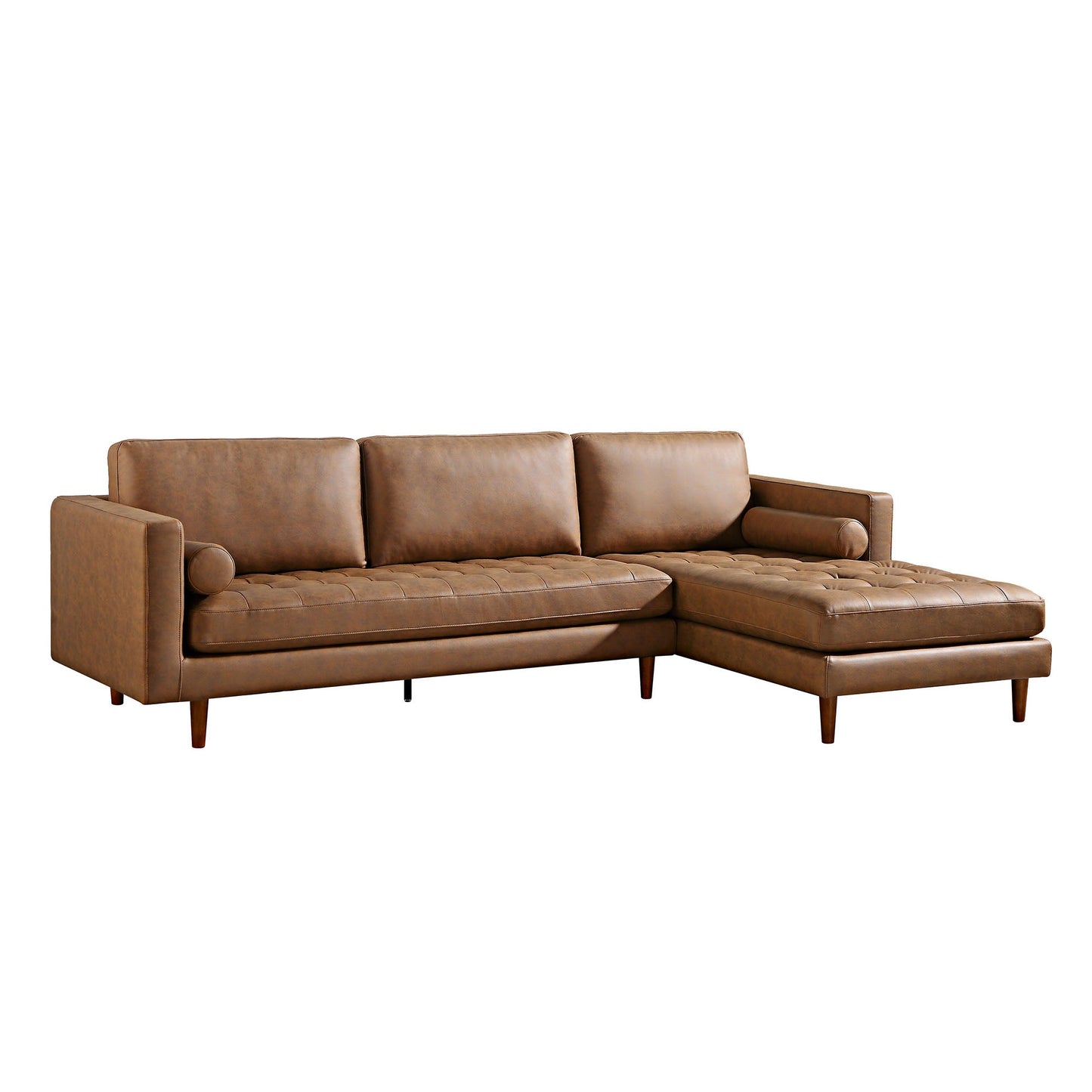Canapé méridienne 4 places Henrietta en simili-suède beige, orientation droite
