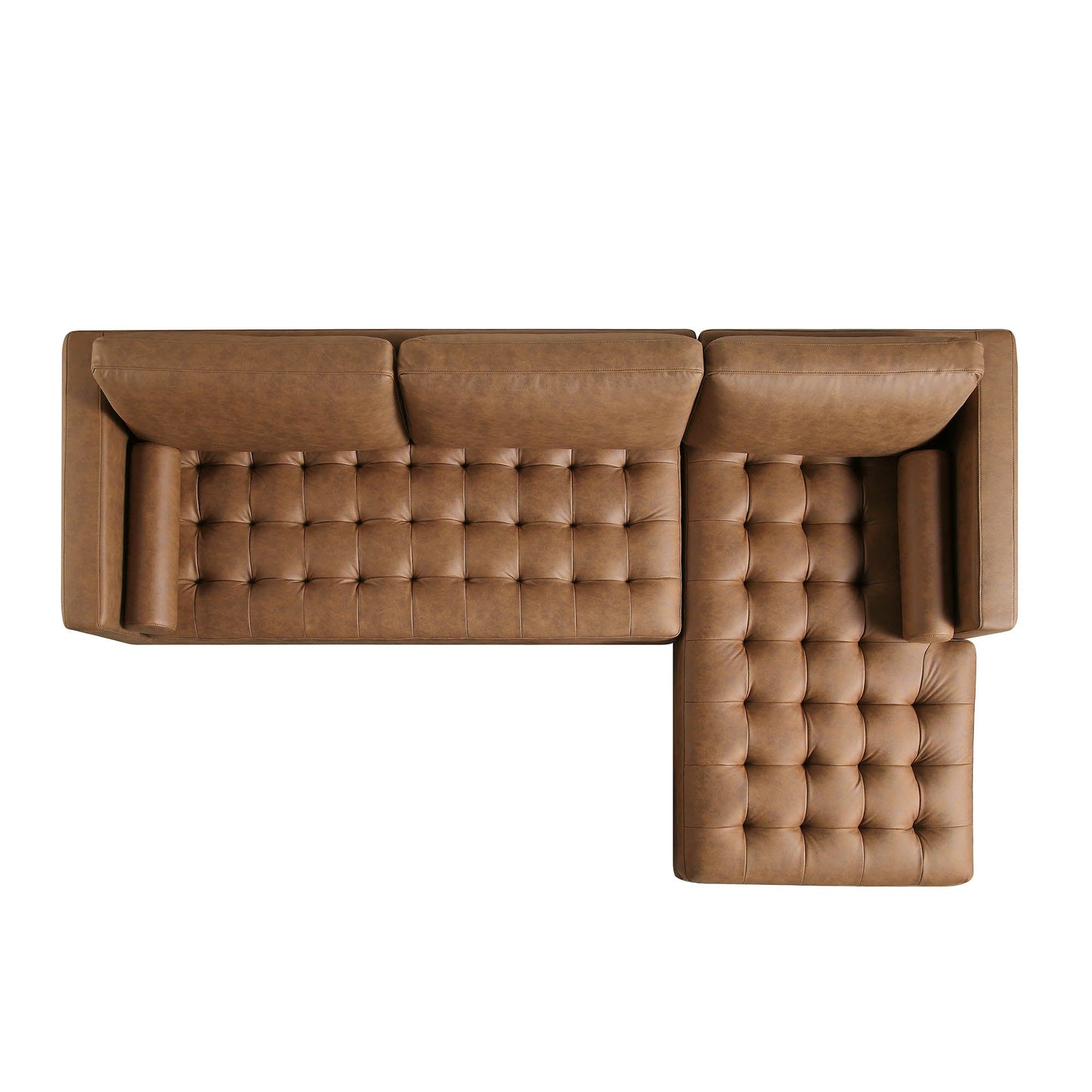 Canapé méridienne 4 places Henrietta en simili-suède beige, orientation droite