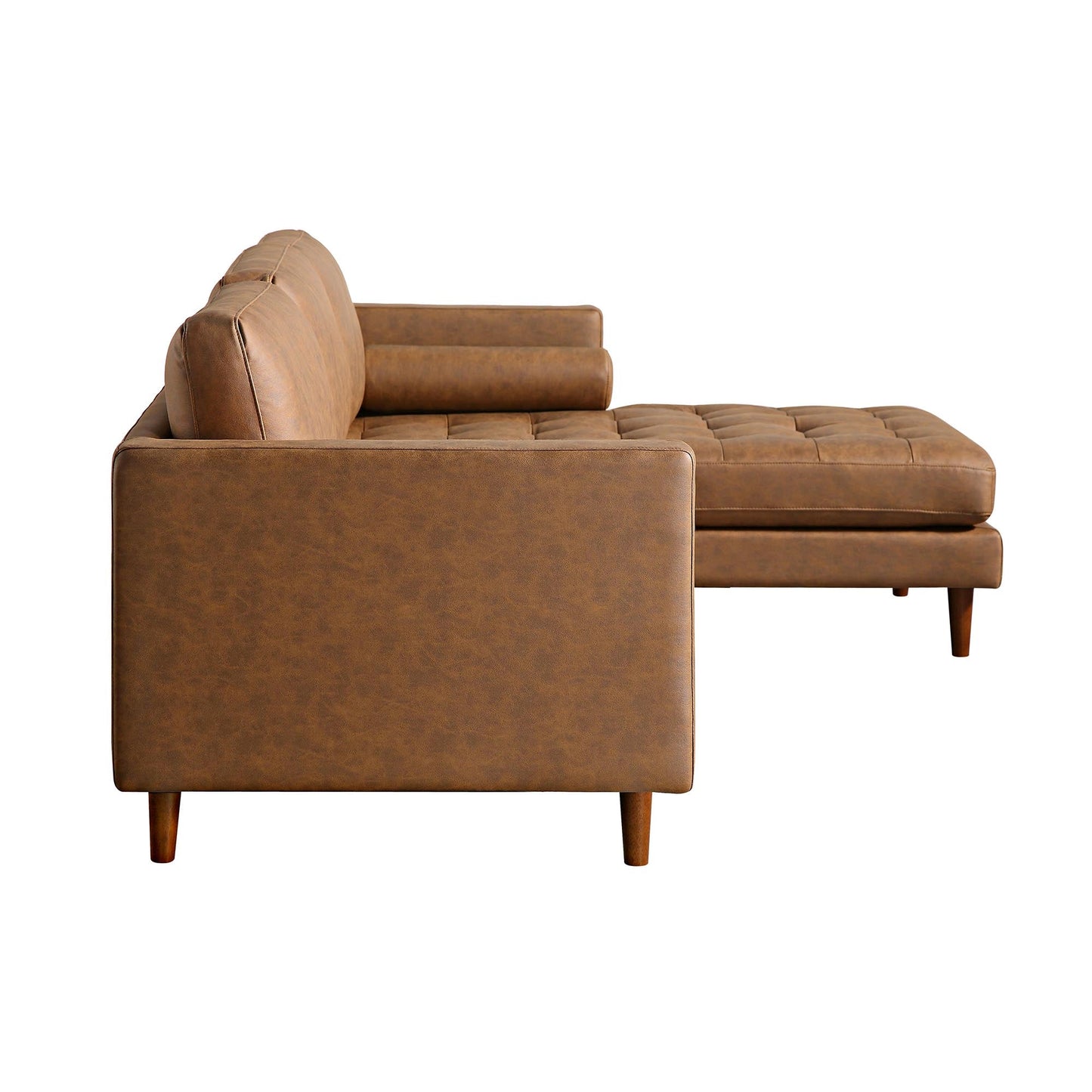 Canapé méridienne 4 places Henrietta en simili-suède beige, orientation droite