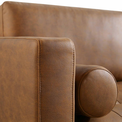 Canapé méridienne 4 places Henrietta en simili-suède beige, orientation droite