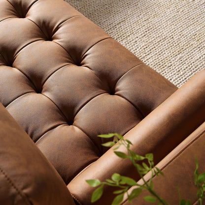 Canapé méridienne 4 places Henrietta en simili-suède beige, orientation droite