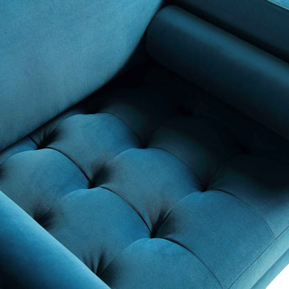 Fauteuil Henrietta, velours bleu sarcelle