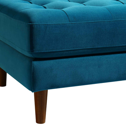 Pouf Henrietta, velours bleu sarcelle