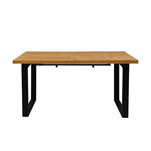 Table à manger extensible BERN 6-8 places en chêne avec pieds en métal