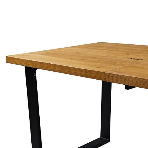 Table à manger extensible BERN 6-8 places en chêne avec pieds en métal