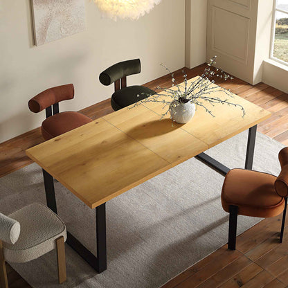 Table à manger extensible BERN 6-8 places en chêne avec pieds en métal