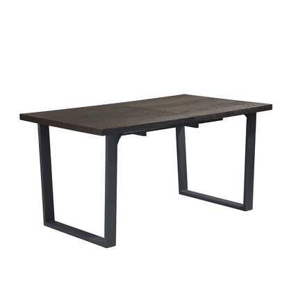 Table à manger extensible BERN 6-8 places en chêne foncé avec pieds en métal