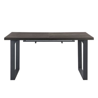 Table à manger extensible BERN 6-8 places en chêne foncé avec pieds en métal