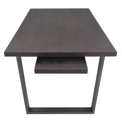 Table à manger extensible BERN 6-8 places en chêne foncé avec pieds en métal