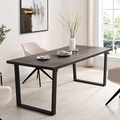 Table à manger extensible BERN 6-8 places en chêne foncé avec pieds en métal