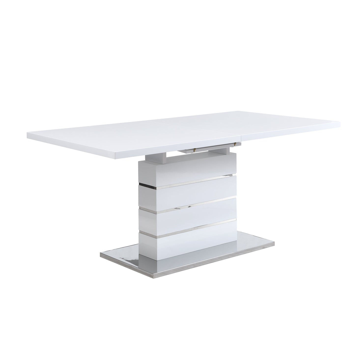 Table à manger extensible Hayne blanche brillante pour 6 à 8 personnes
