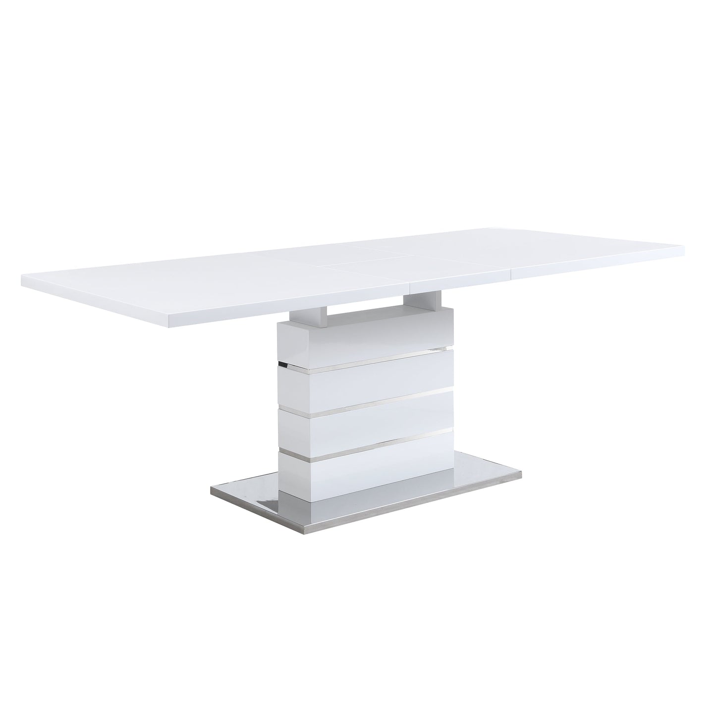 Table à manger extensible Hayne blanche brillante pour 6 à 8 personnes