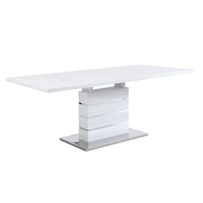 Table à manger extensible Hayne blanche brillante pour 6 à 8 personnes