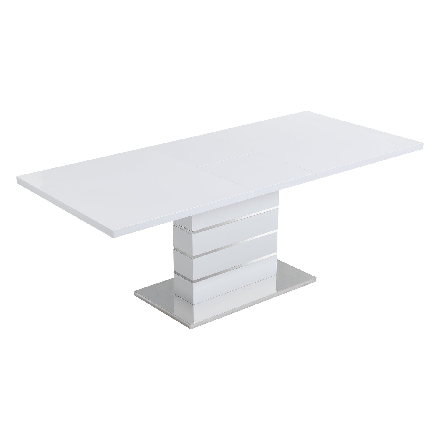 Table à manger extensible Hayne blanche brillante pour 6 à 8 personnes