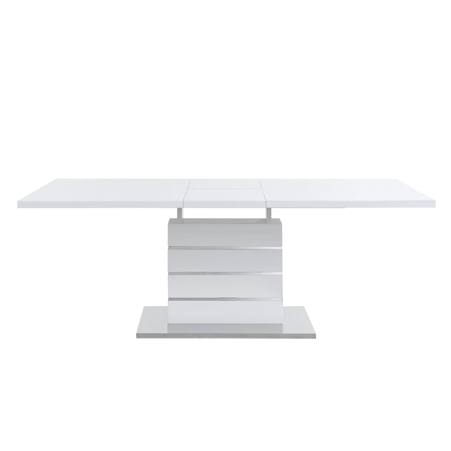 Table à manger extensible Hayne blanche brillante pour 6 à 8 personnes