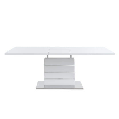 Table à manger extensible Hayne blanche brillante pour 6 à 8 personnes