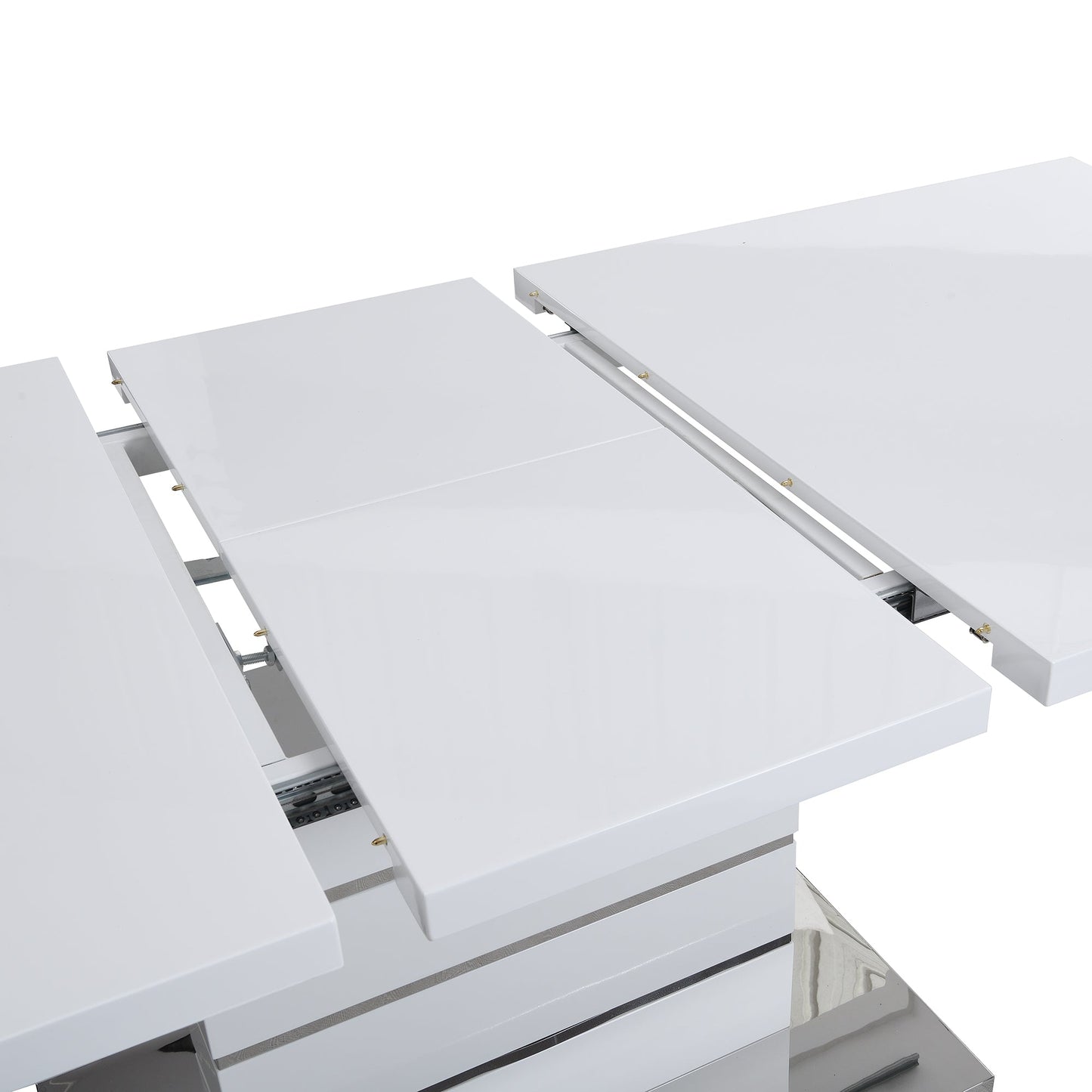 Table à manger extensible Hayne blanche brillante pour 6 à 8 personnes