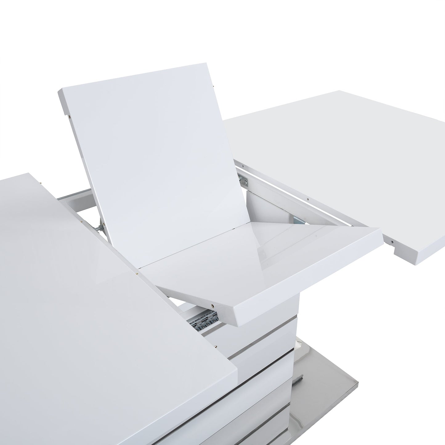 Table à manger extensible Hayne blanche brillante pour 6 à 8 personnes