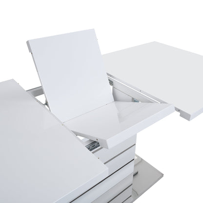 Table à manger extensible Hayne blanche brillante pour 6 à 8 personnes