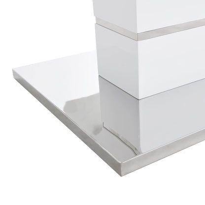 Table à manger extensible Hayne blanche brillante pour 6 à 8 personnes