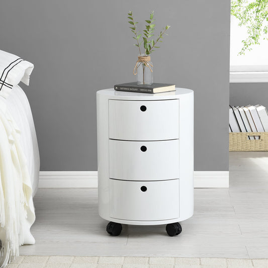 Table de chevet 3 tiroirs Dolio Drum Chest en blanc