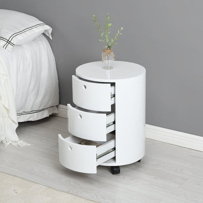 Table de chevet 3 tiroirs Dolio Drum Chest en blanc