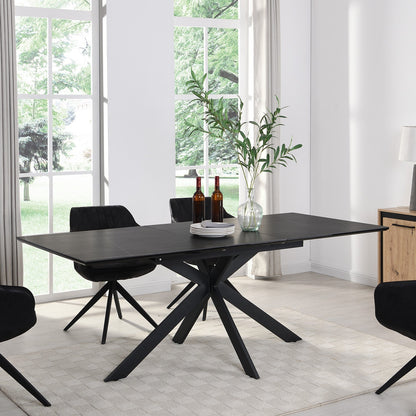 Table à manger extensible en céramique noire Varden