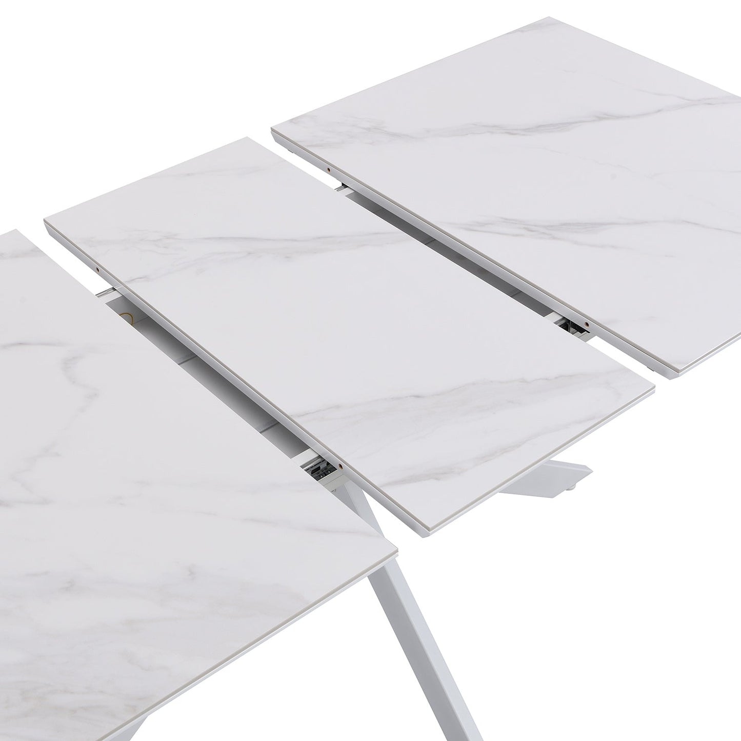 Table à manger extensible en céramique blanche Varden