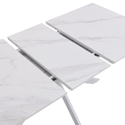 Table à manger extensible en céramique blanche Varden