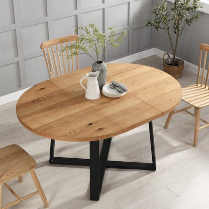 Table à manger ronde extensible BERN avec pieds en métal