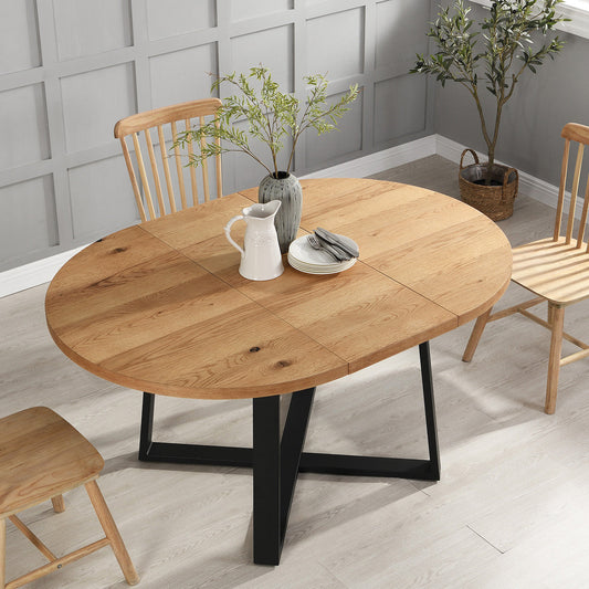 Table à manger ronde extensible BERN avec pieds en métal